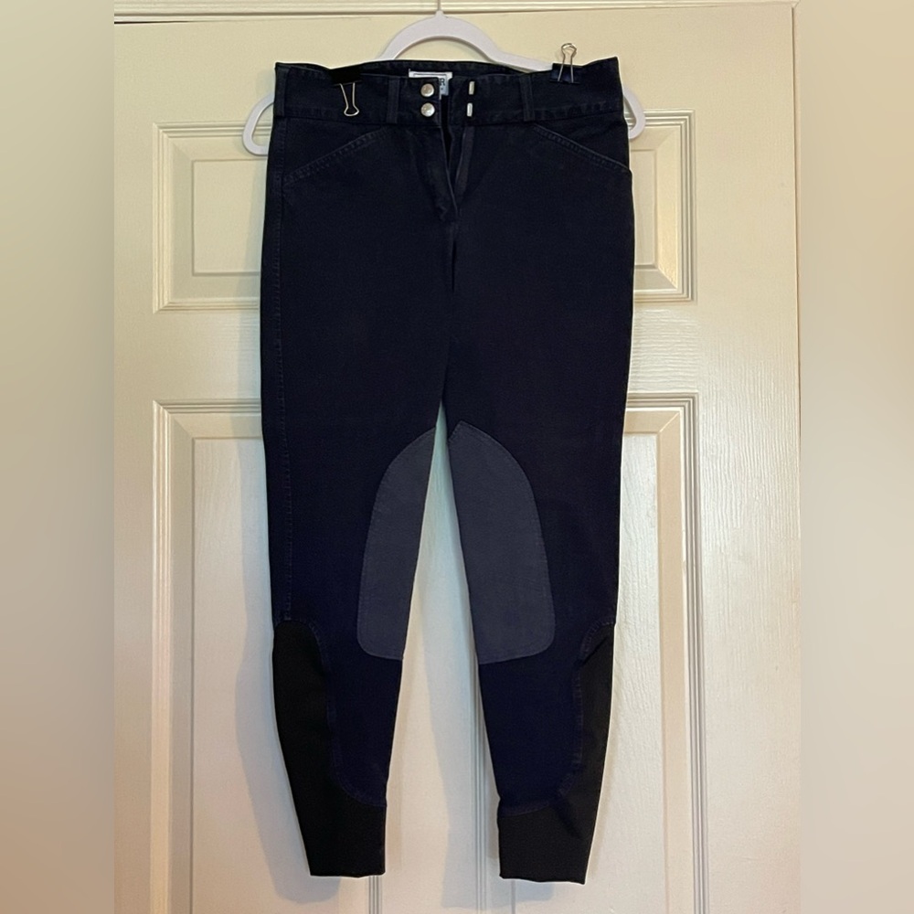 Dover Saddlery Black Knee-Patch Breeches